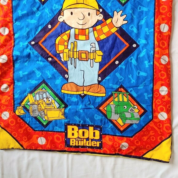 Bob the Builder Handmade Blanket Retro 40" x 33" Tractor Dozer "Can We Fix It?" - Picture 3 of 5